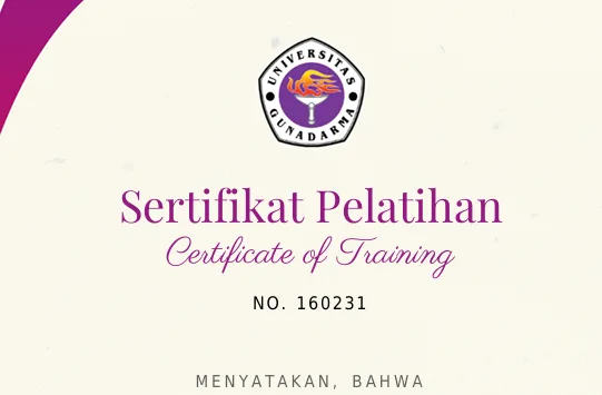 Certificate of training in database management system fundamentals from Gunadarma University